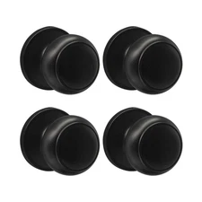 Black Half Dummy Door Knobs, Non-Turning, for Closet and French Doors, 4 Pack