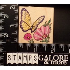 HERO ARTS RUBBER STAMPS E1598 MEADOW BUTTERFLY GARDEN FLOWERS W27