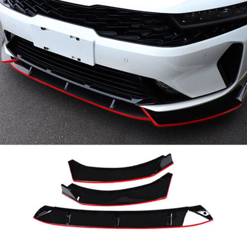 Black+Red Car Front Bumper Lip Splitter Spoiler Refit 3x For Kia K5 2021-2023 - Picture 1 of 5