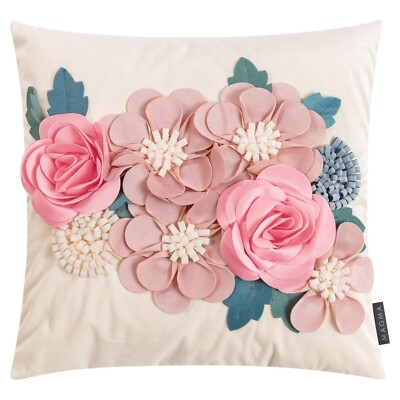 MAGMA FLOWERY Kissenhülle Kissenbezug Polyester Rose 3D-Blumen waschbar 45x45 cm
