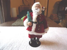 Vintage Santa Holding Christmas Tree On Metal Stand Figure " BEAUTIFUL COLLECTIB