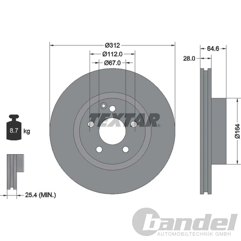 TEXTAR Discos de Freno 312mm + Pastillas Delant. para Mercedes Clase E W211 + - Imagen 2 de 4