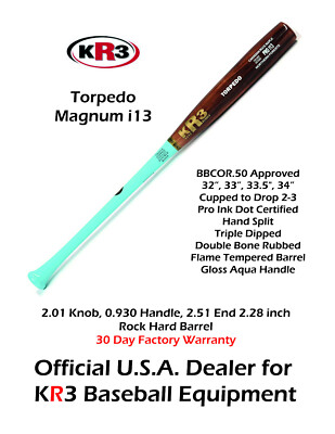 KR3 34 inch Torpedo Rock Hard Maple Baseball Bat MTWi13  Balance and Power