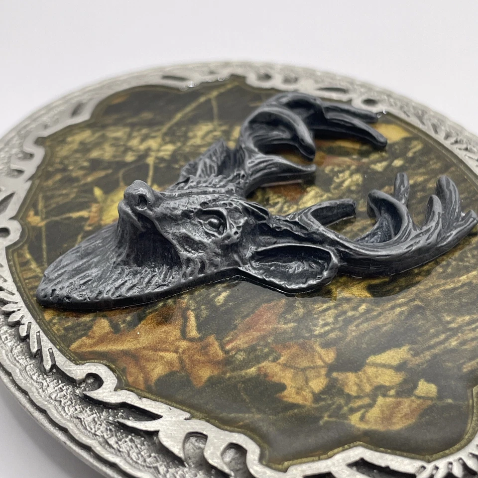 Nuevo de Lote Antiguo Roble Mussy Breakup Ciervo Buck Cinturón Hebilla Emi 2006 BBMO Leyendas Oeste Caza Foto 4 de 4