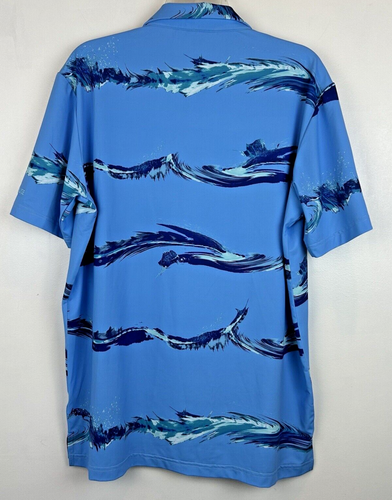 Scales Men Polo M Blue Fishing Outdoors Golf Nautical Casual Vacation Ocean Read - Picture 2 of 11