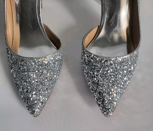 Zapato de noche Badgley Mischka Margarita Punta Bomba Brillo Tacón de aguja Talla 9 - Imagen 2 de 6