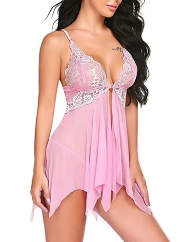 Sexy Damen-Tanga Dessous Nachtkleid Nachtwäsche Babydoll Unterwäsche Set - Bild 18 von 31