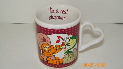 1980 Enesco Garfield Comic Strip I'M A REAL CHARMER Coffee Mug Jim Davis VTG