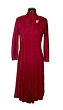 Nine West Women's Plum Sweater Dress Size Medium V-Neck Cable Knit 3/4 Sleeve