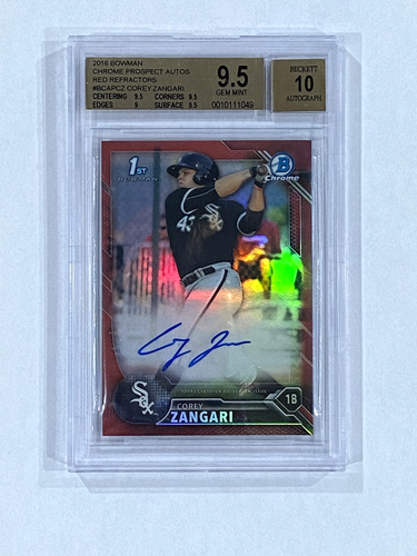 Corey Zangari 2016 1st Bowman Chrome Red Refractor Auto 3/5 BGS 9.5 10 - 第 1/2 張圖片