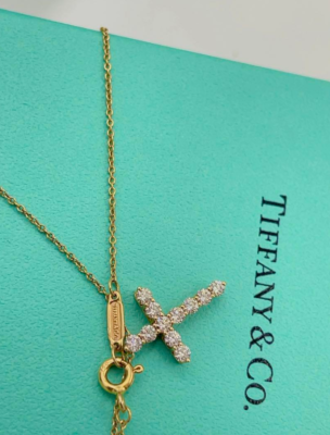 Tiffany & Co. Necklace Small Cross Diamond 750(18K) Yellow Gold | eBay