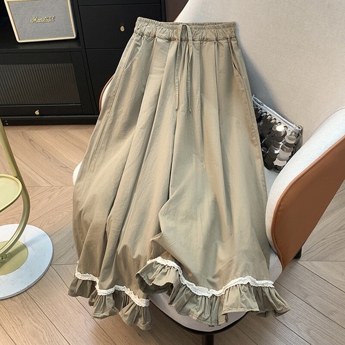 Damen Bundfaltenhose weites Bein Sommer locker große Größen Rüschenhose lange Hose - Bild 15 von 16