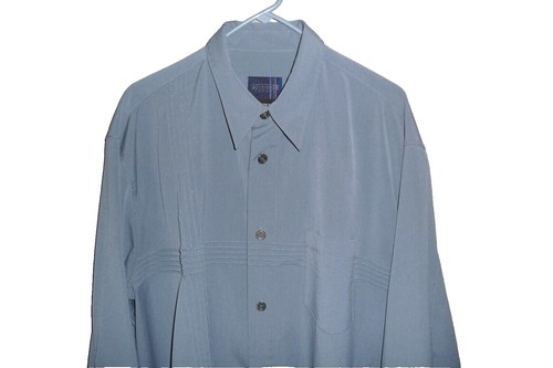 bob ross dress shirt Bob Ross Artist Light Blue Shirt Long Sleeve Costume Button Down Size Large XL