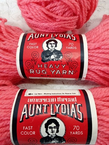 Aunt Lydia's Vtg Rug Yarn Watermelon Lot of 3 Heavy Kodel American Thread 204 yd - Picture 2 of 4