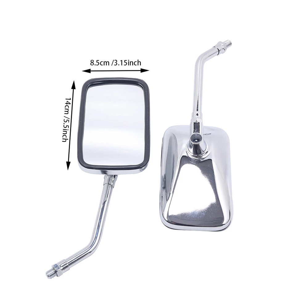 For Suzuki Intruder 800 1400 1800 Chrome Rectangle Motorcycle Rearview Mirrors - Image 2 of 4