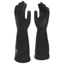Gauntlet Gloves Latex Rubber Size 10 Black - Beaded Cuff