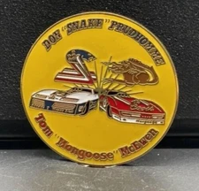VRHTF VTG "NHRA DON THE SNAKE PRUDHOMME TOM THE MONGOOSE MCEWEN" HAT PIN 1.5 DI"