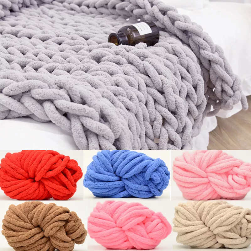 Thick Bulky Wool Yarn Soft Chunky Hand DIY Knitting Rove Crocheting Blanket  UK