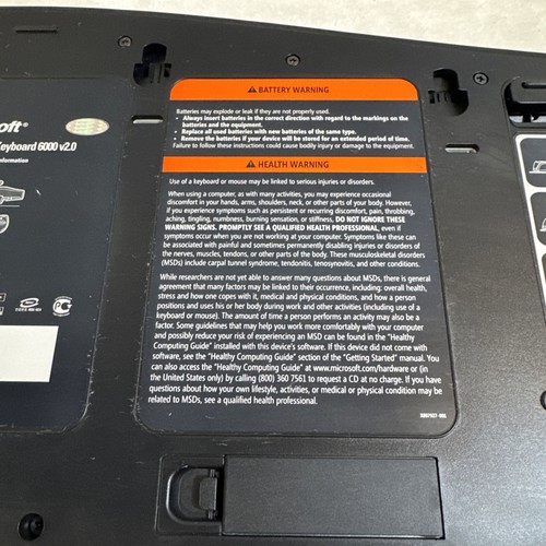 Microsoft Wireless Laser Keyboard 6000 v2.0 Model 1074. No Receiver. Turns On - Picture 7 of 10