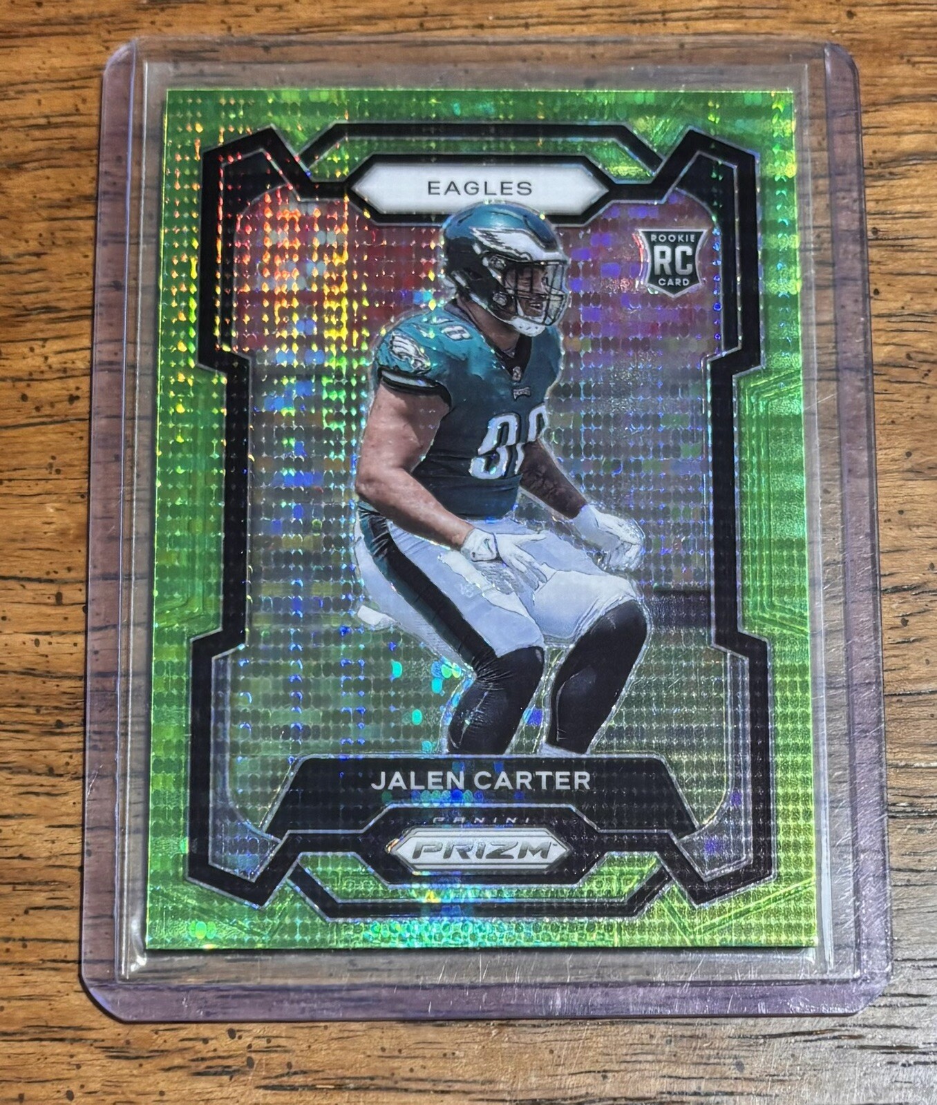 2023 Panini Prizm Neon Green Pulsar Prizm #381 Jalen Carter Eagles Rookie SP RC