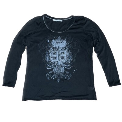 Maurices Women’s Long Sleeve T-Shirt|Top Black 93 Glitter Graphic Size  @ebay