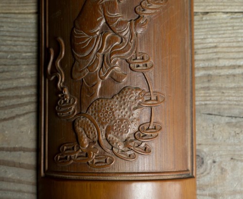 Antique Bamboo Tea Scoop with Gama Sennin Design Qing Dynasty, 19th-20th Century - Picture 10 of 13