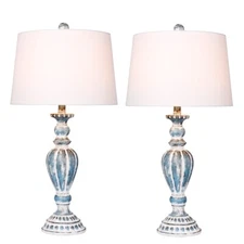Fangio Lighting 29.5" Resin Table Lamp, Cottage Blue, Set of 2 - W-6244CAB-2PK