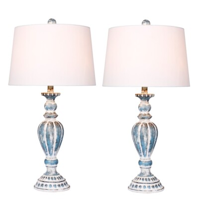 Fangio Lighting 29.5'' Resin Table Lamp, Cottage Blue, Set of 2 - W-6244CAB-2PK