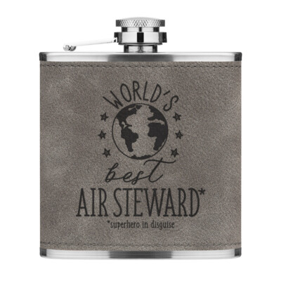 Flachmann Aus PU-Leder „World's Best Husband“ – 6 Oz, Hellbraun, Edelstahl