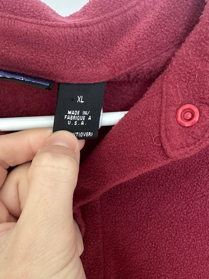 复古 Patagonia Fleece Overshirt 男式 XL - 红色/栗色 — 第 2/3 张图片