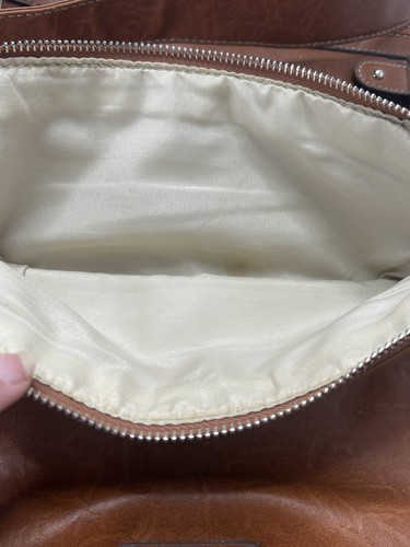 Nine West Purse Brown Crossbody Bag Studs Zippers & Buckles Double Handle - Picture 13 of 24