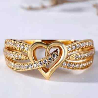 2Ct Simulated Diamond Engagement Wedding Women Band Ring 14K Yellow Gold Plated