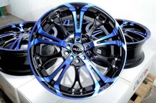 Kudo Racing Defuse 17x7 5x100 5x114.3 Black With Blue Oil Face Wheels Rims 4