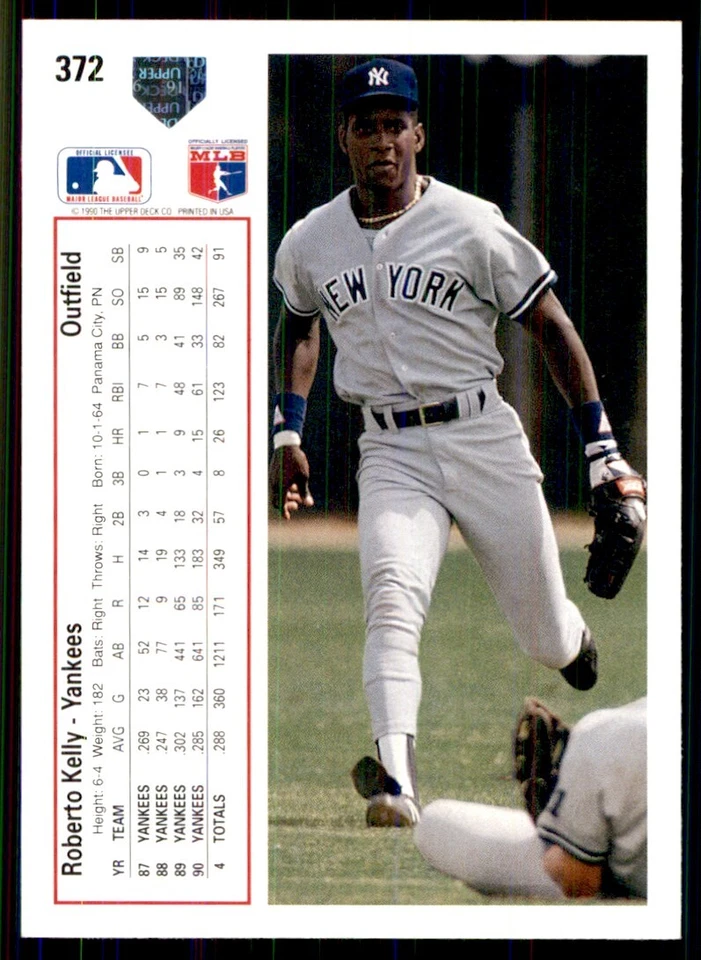1991 Upper Deck Roberto Kelly New York Yankees #372 - Image 2 of 2