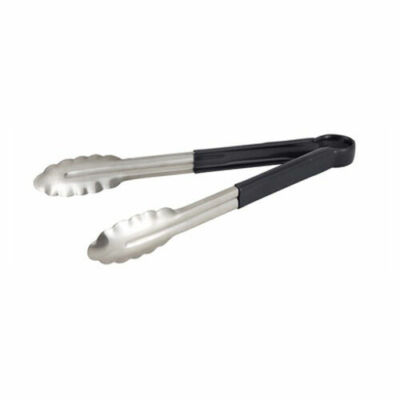 Winco UT-9HP-K, 9-Inch Heavy Duty Utility Tong with Plastic Black Handle