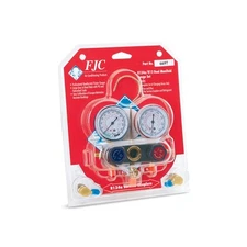 FJC A/C Diagnostic Aluminum Block Manifold Dual Gauge Tester Set
