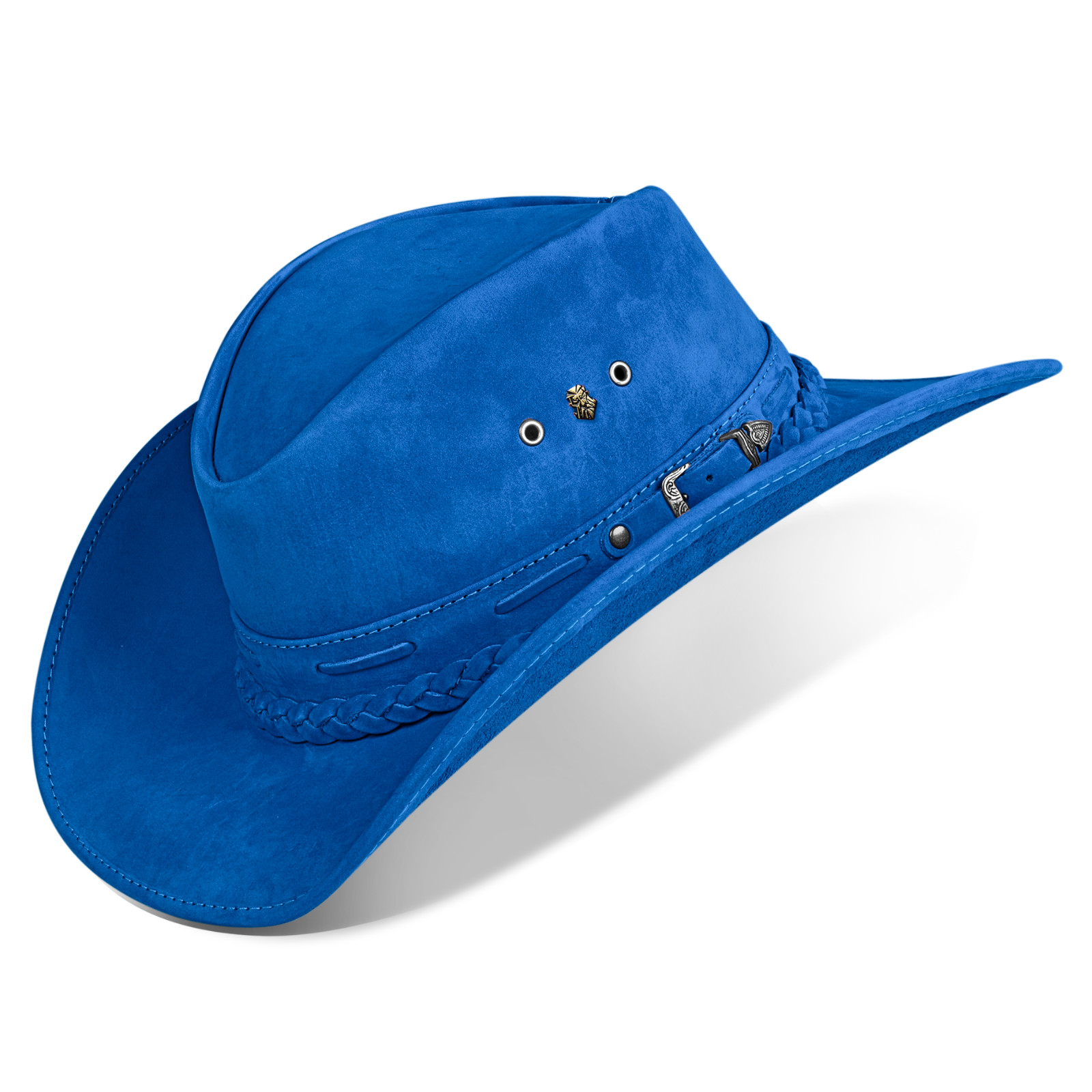 Sombrero de vaquero de cuero genuino marrón australiano Western Outback ala a...