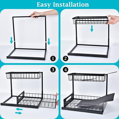 Under Sink Organizer and Storage, 2 Pack Pull Out Cabinet Organizer Slide Out Si - Picture 2 of 3