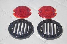 33-36 Ford Tail Light Lamp Lenses W Custom Black Grill Bezels Hot Rod Set Of 4