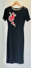 Women's Sexy Short Sleeve Black Sheer Patchwork Valentine's Day Dress, Medium