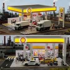 1/64 Diorama Car Garage Model LED Light City Street Building Collection Gift Toy