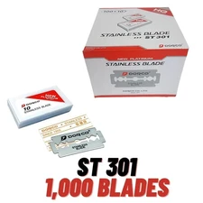 DORCO Red Razor Blades ST301 ( 10 Packs of 100 Blades ) | 1000 Blades