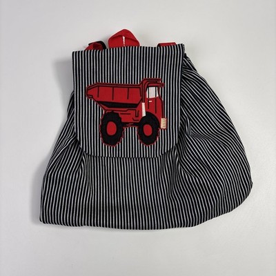 Vintage THE PROFESSIONALS Child Railroad Stripe Backpack Red Dump Truck *New