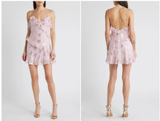 LoveShackFancy Lomina Metallic Bow Ruffle Chiffon Minidress Size:12 $595 NWT