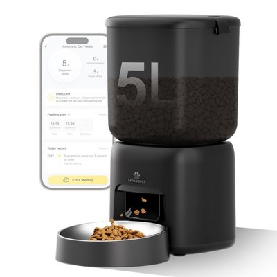 Automatic Cat Feeder, 5G WiFi Auto Cat Food Dispenser with Desiccant Bag, 5L ...