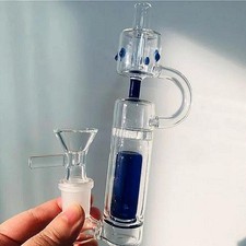 smaller recycle rig honeycomb bong Glass Water Pipe Hookah 14mm blue bubbler