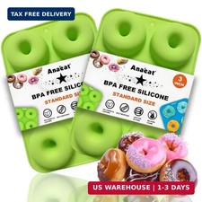 Anaeat 2 Pack Donut Pan Silicone Baking Mold, Just Pop Out Non-Stick Doughnuts