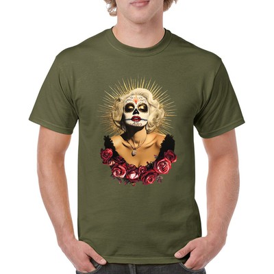 Golden Age Sugar Skull T-shirt Day of Dead Rose Dia de Los Muertos Men's Tee