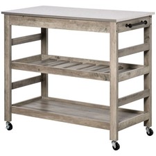 Rolling Kitchen Island Utility Trolley Serving Cart on Wheels Stainless Steel