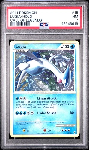 2011 POKEMON CALL OF LEGENDS LUGIA #15 HOLO PSA 7 NM #113346619 (SWIRL)